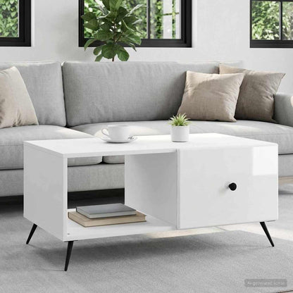Tavolino da salotto Bianco Lucido 90 x 50 x 40 cm