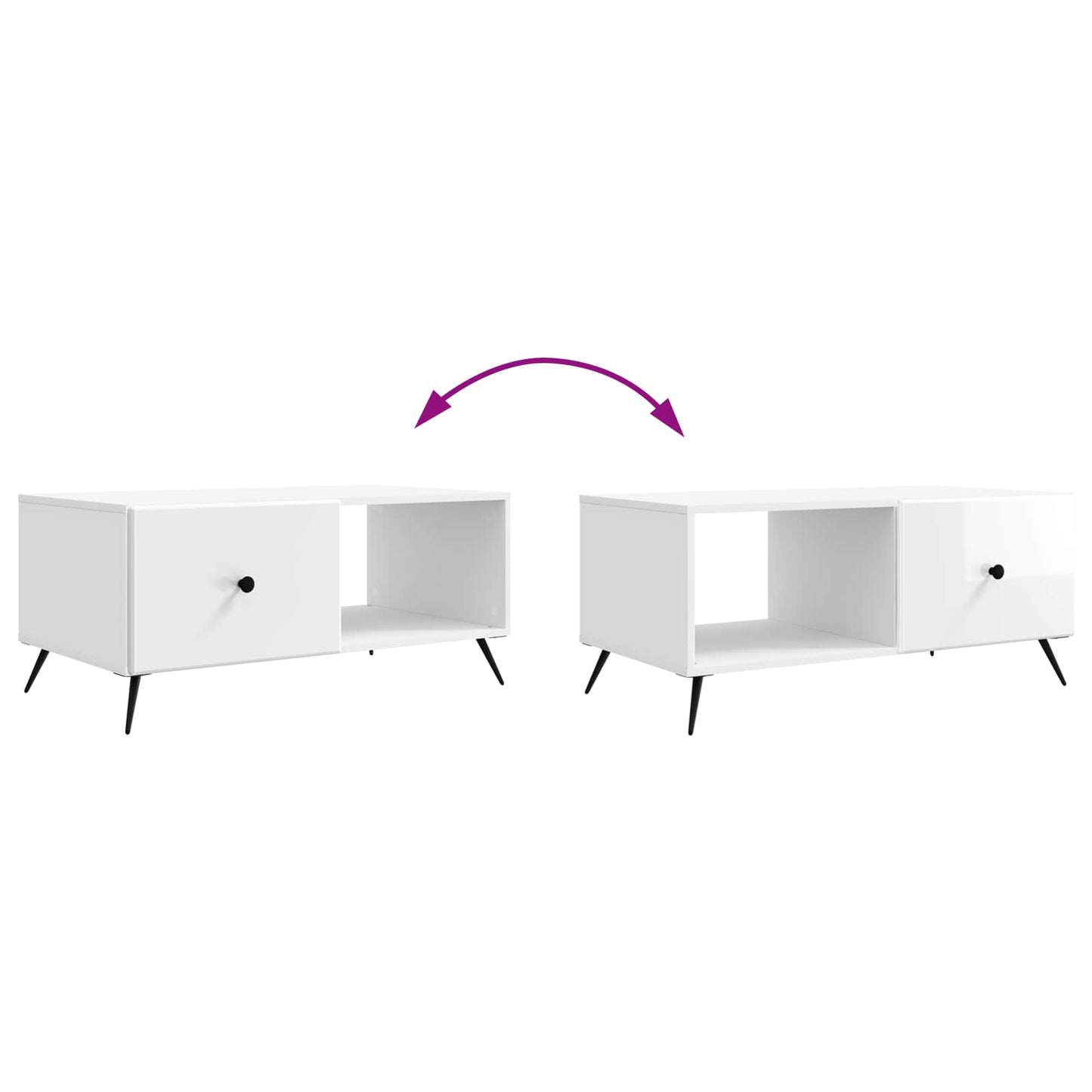 Tavolino da salotto Bianco Lucido 90 x 50 x 40 cm
