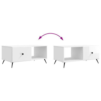 Tavolino da salotto Bianco Lucido 90 x 50 x 40 cm