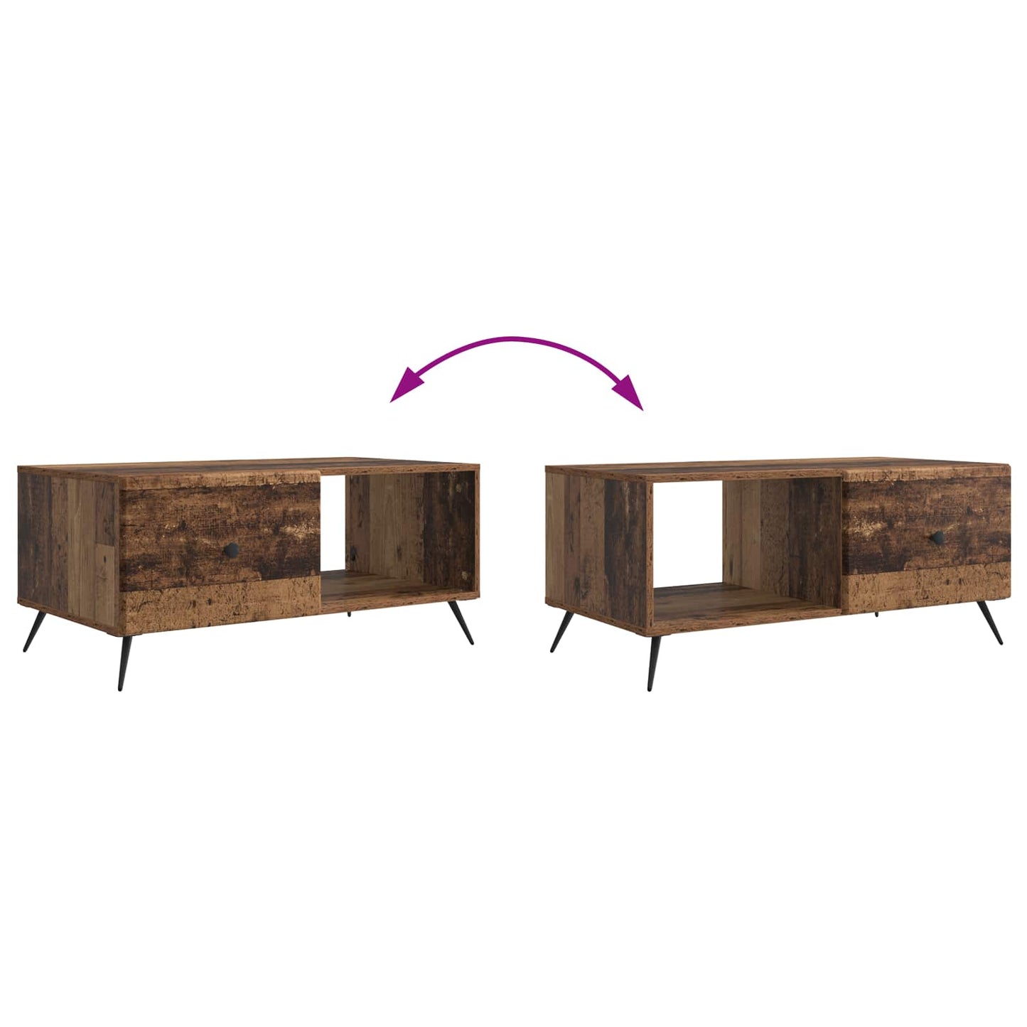 Tavolino da salotto Legno antico 90 x 50 x 40 cm