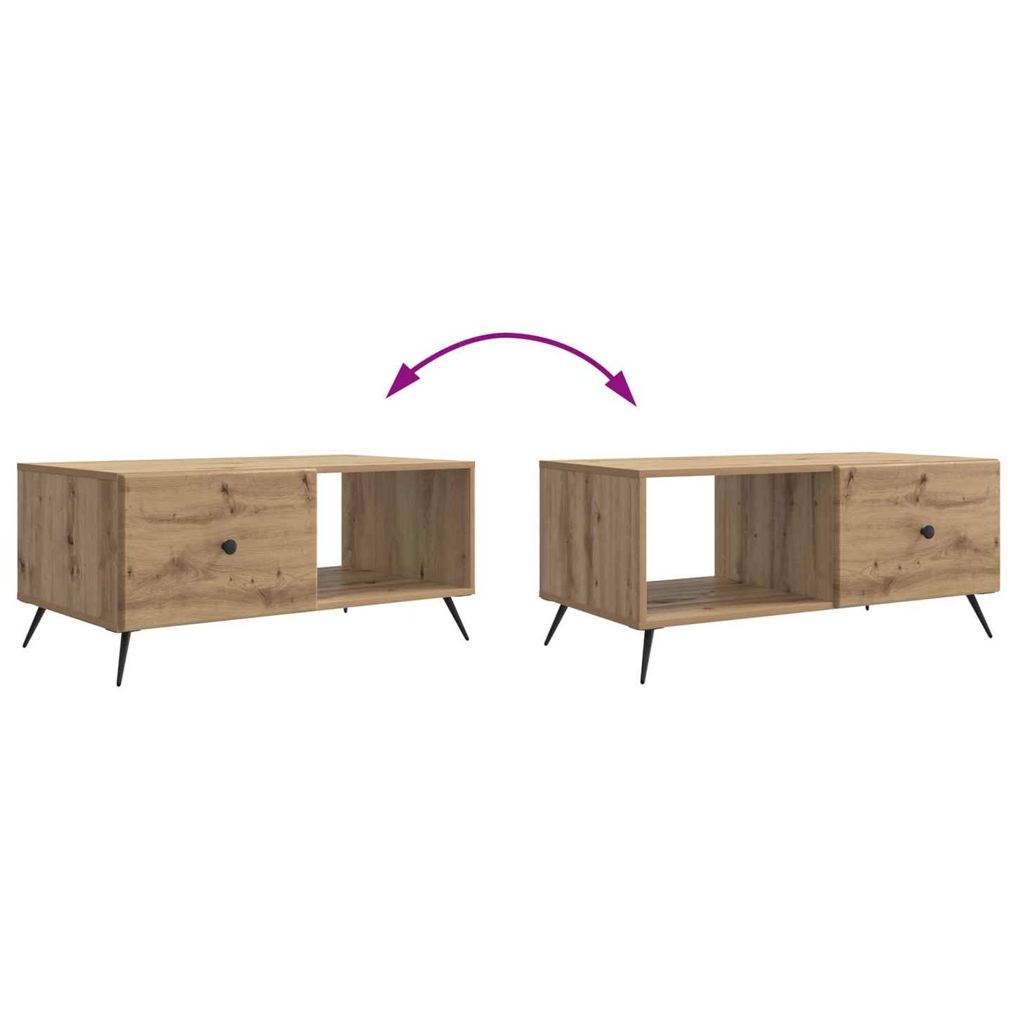 Tavolino da salotto Rovere Artigianale 90 x 50 x 40 cm | homemem39