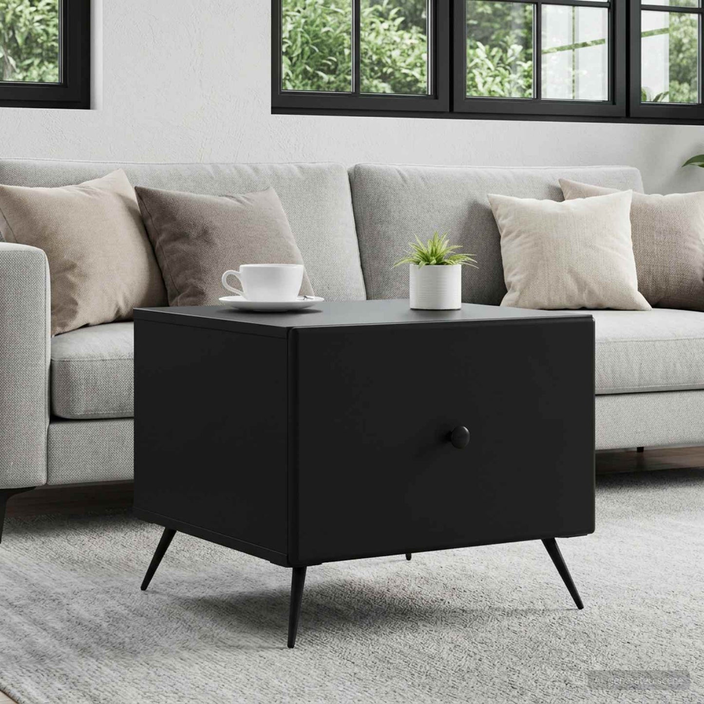 Tavolino da salotto Nero 49 x 50 x 40 cm Legno ingegnerizzato