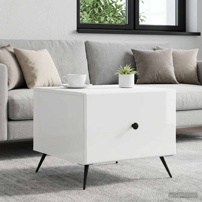 Tavolino da salotto con cassetto Bianco Lucido 49 x 50 x 40 cm