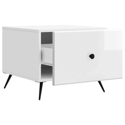 Tavolino da salotto con cassetto Bianco Lucido 49 x 50 x 40 cm | homemem39