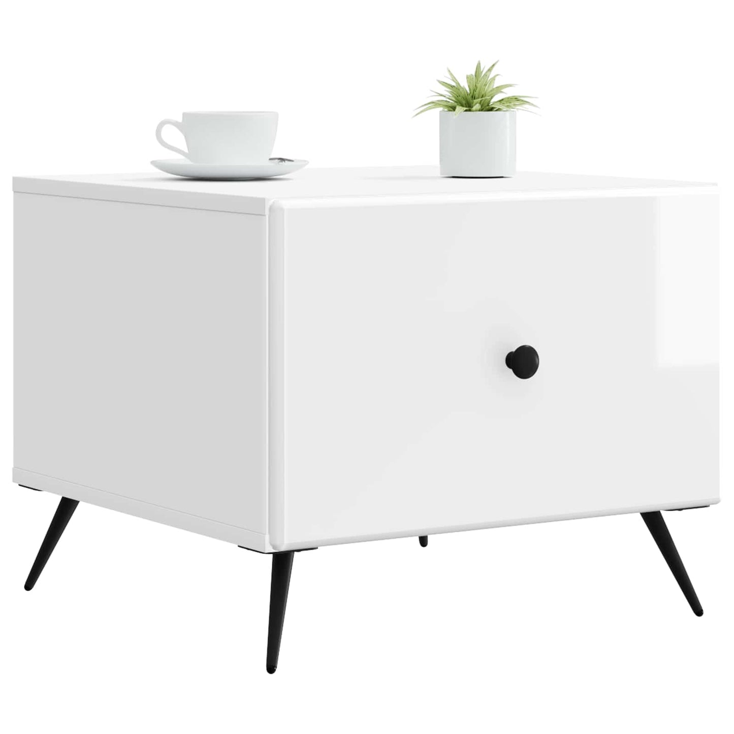 Tavolino da salotto con cassetto Bianco Lucido 49 x 50 x 40 cm | homemem39