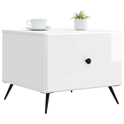 Tavolino da salotto con cassetto Bianco Lucido 49 x 50 x 40 cm | homemem39
