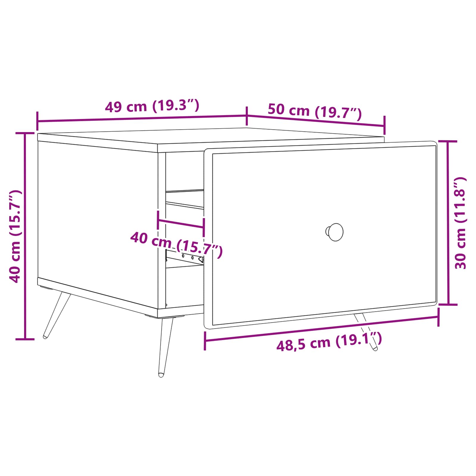 Tavolino da salotto con cassetto Grigio Sonoma 49 x 50 x 40 cm | homemem39