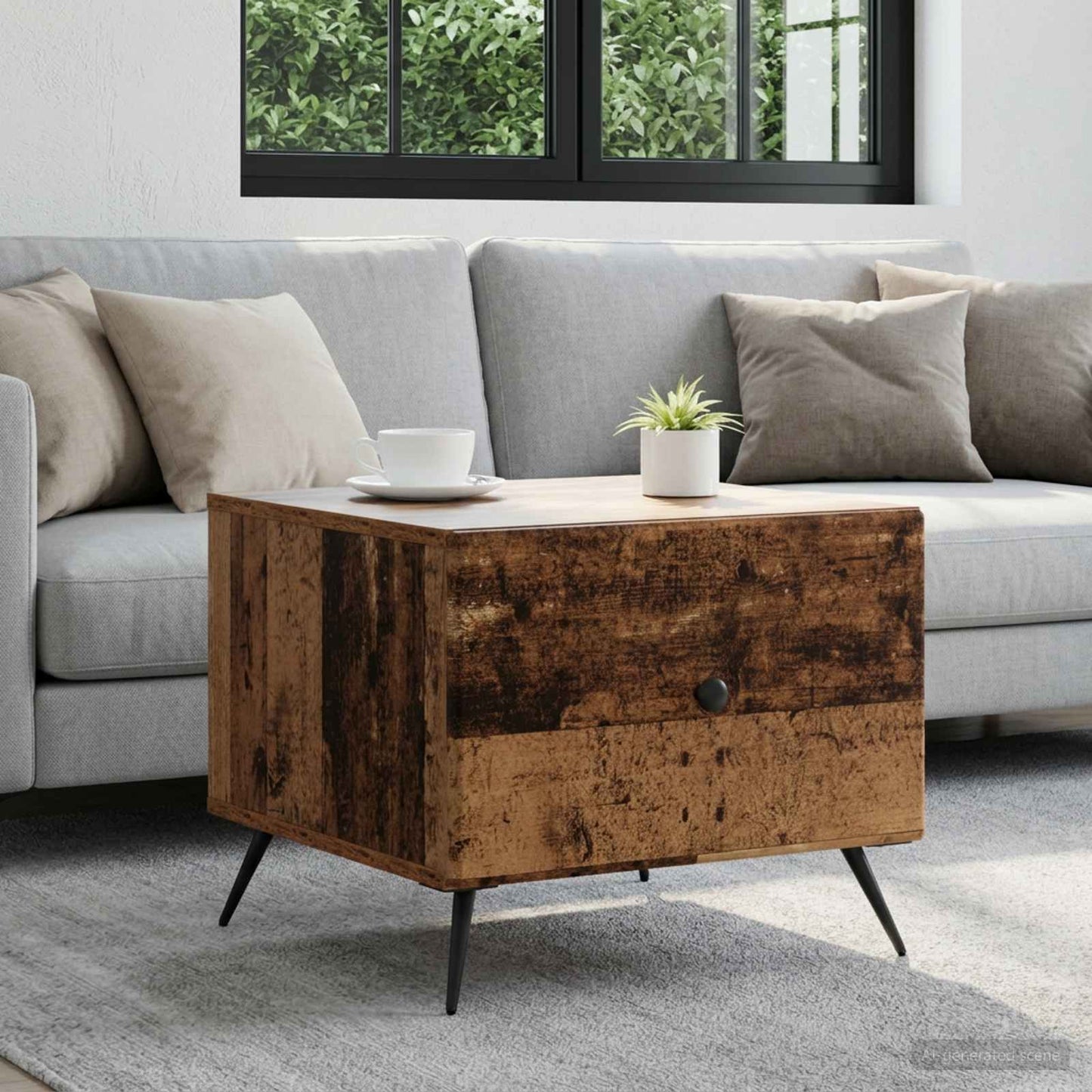 Tavolino da salotto con cassetto Legno antico 49 x 50 x 40 cm