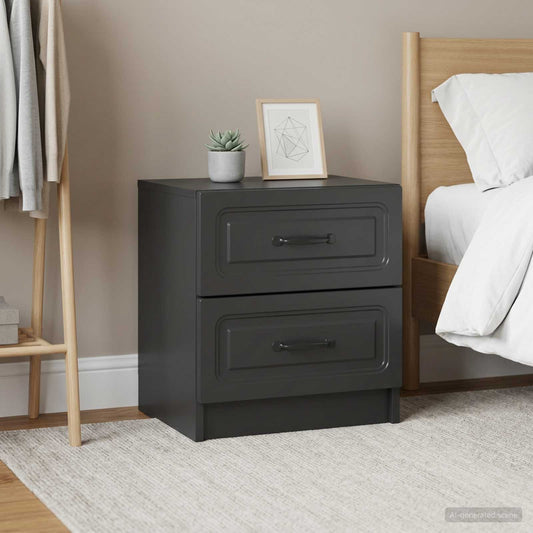 Armadio da Notte con cassetto 2 pcs Nero 43 x 34,5 x 44,5 cm