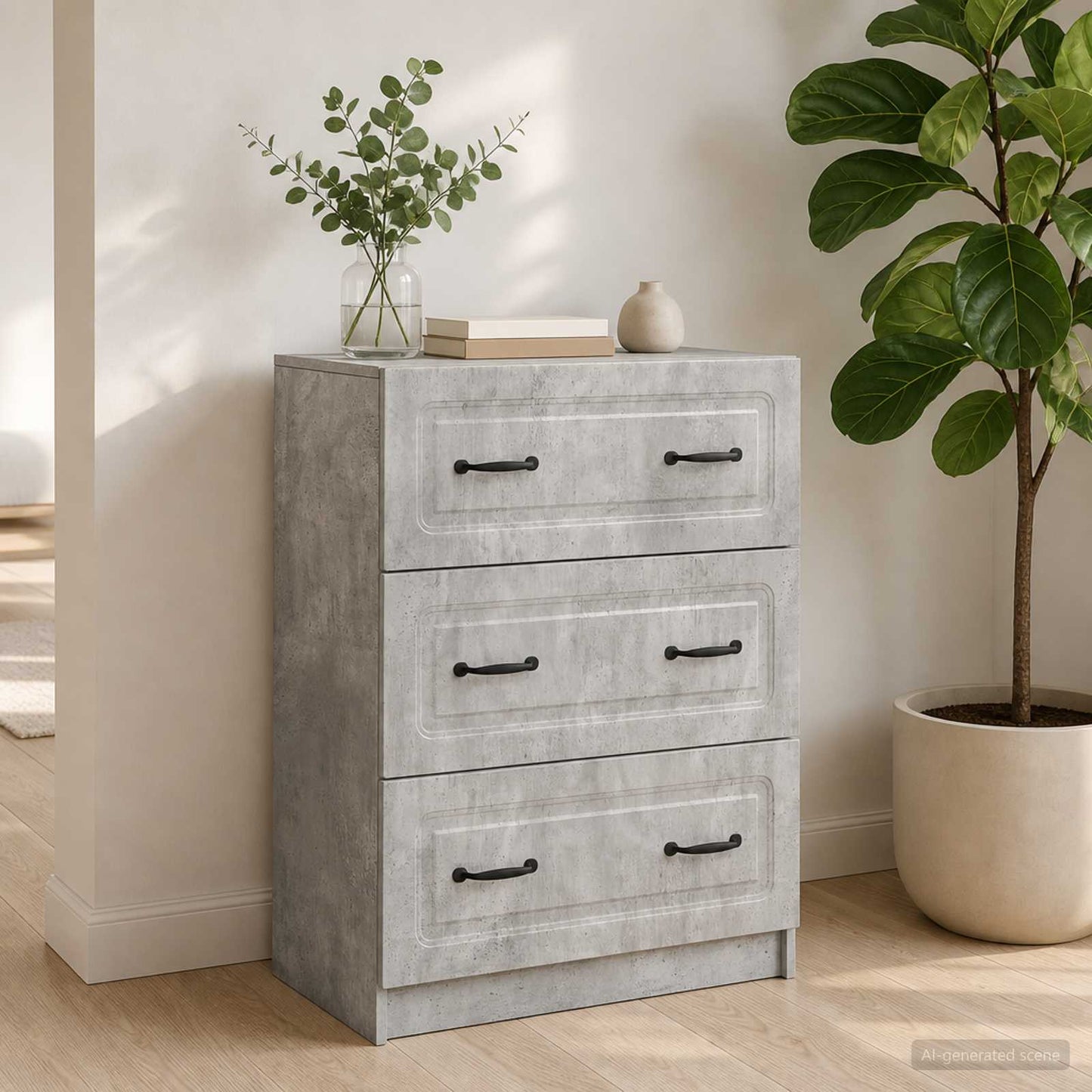 Mobile con Cassetti Grigio Cemento 66 x 34,5 x 87 cm