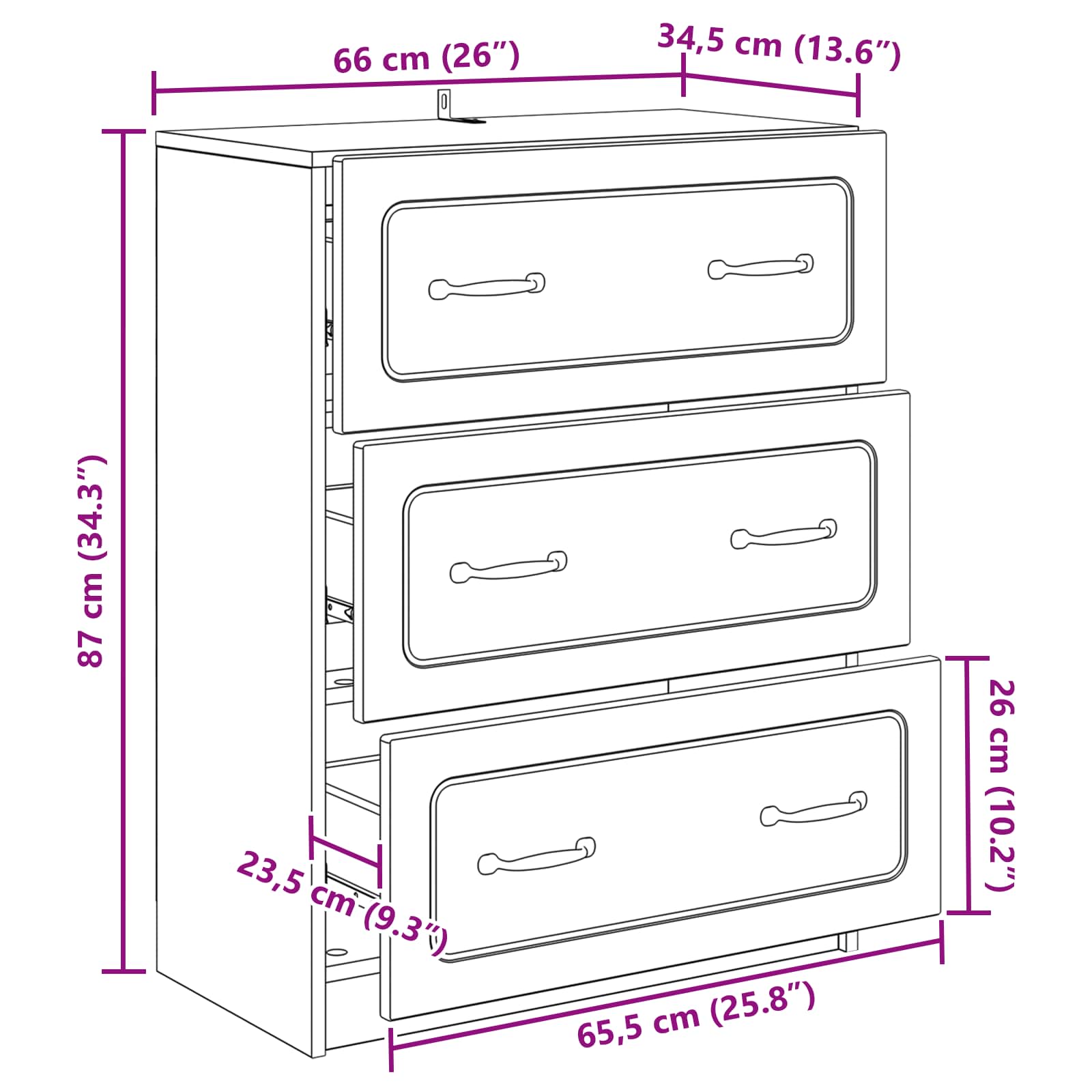 Mobile con Cassetti Grigio Sonoma 66 x 34,5 x 87 cm | homemem39