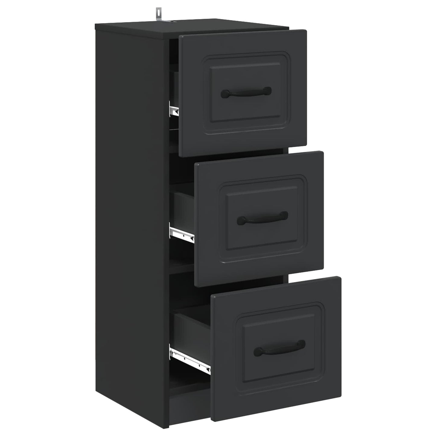 Mobile con Cassetti Nero 33 x 34,5 x 87 cm Legno ingegnerizzato