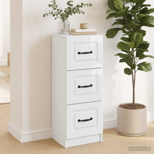 Mobile con Cassetti Bianco Lucido 33 x 34,5 x 87 cm