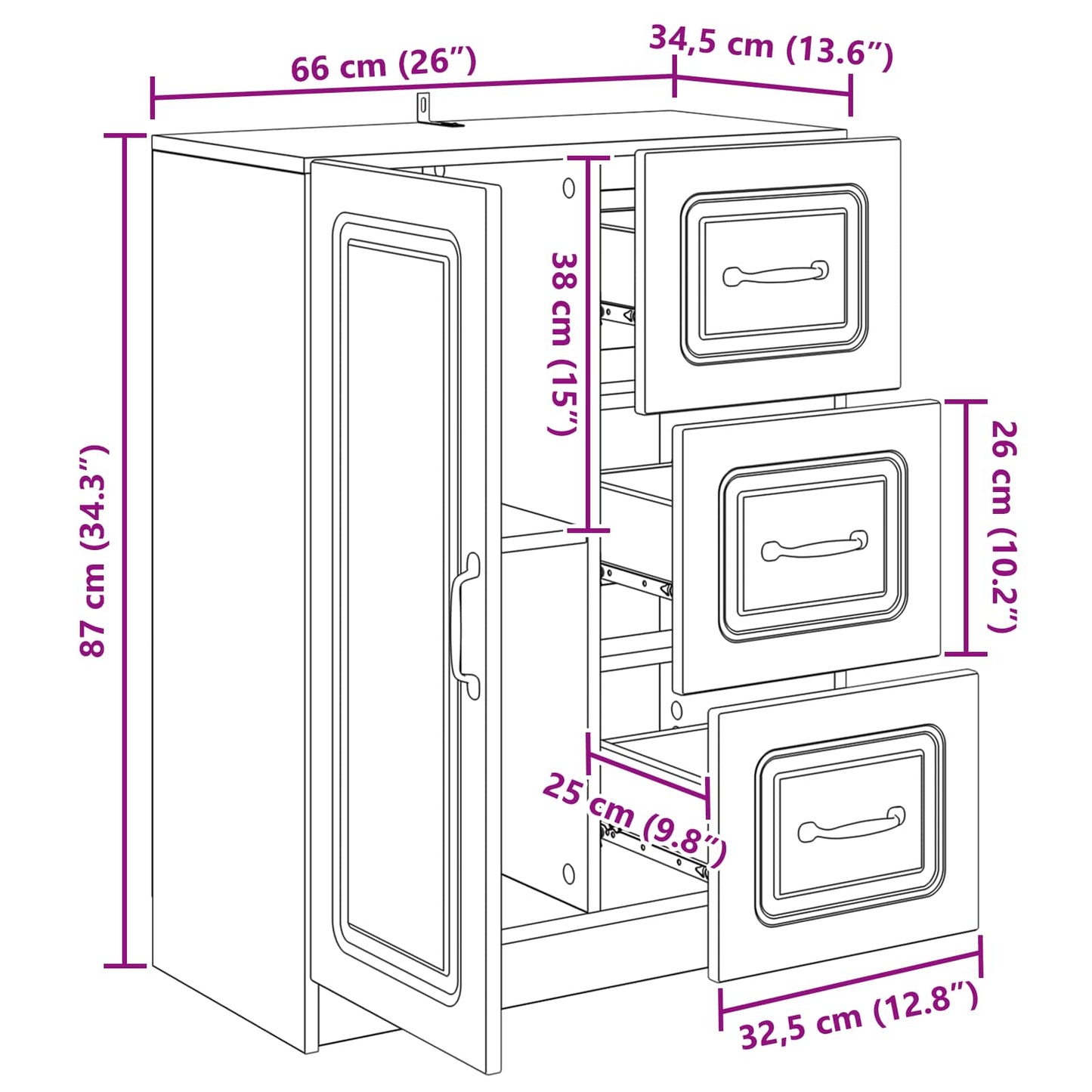 Credenza Grigio Sonoma 66 x 34,5 x 87 cm Legno ingegnerizzato