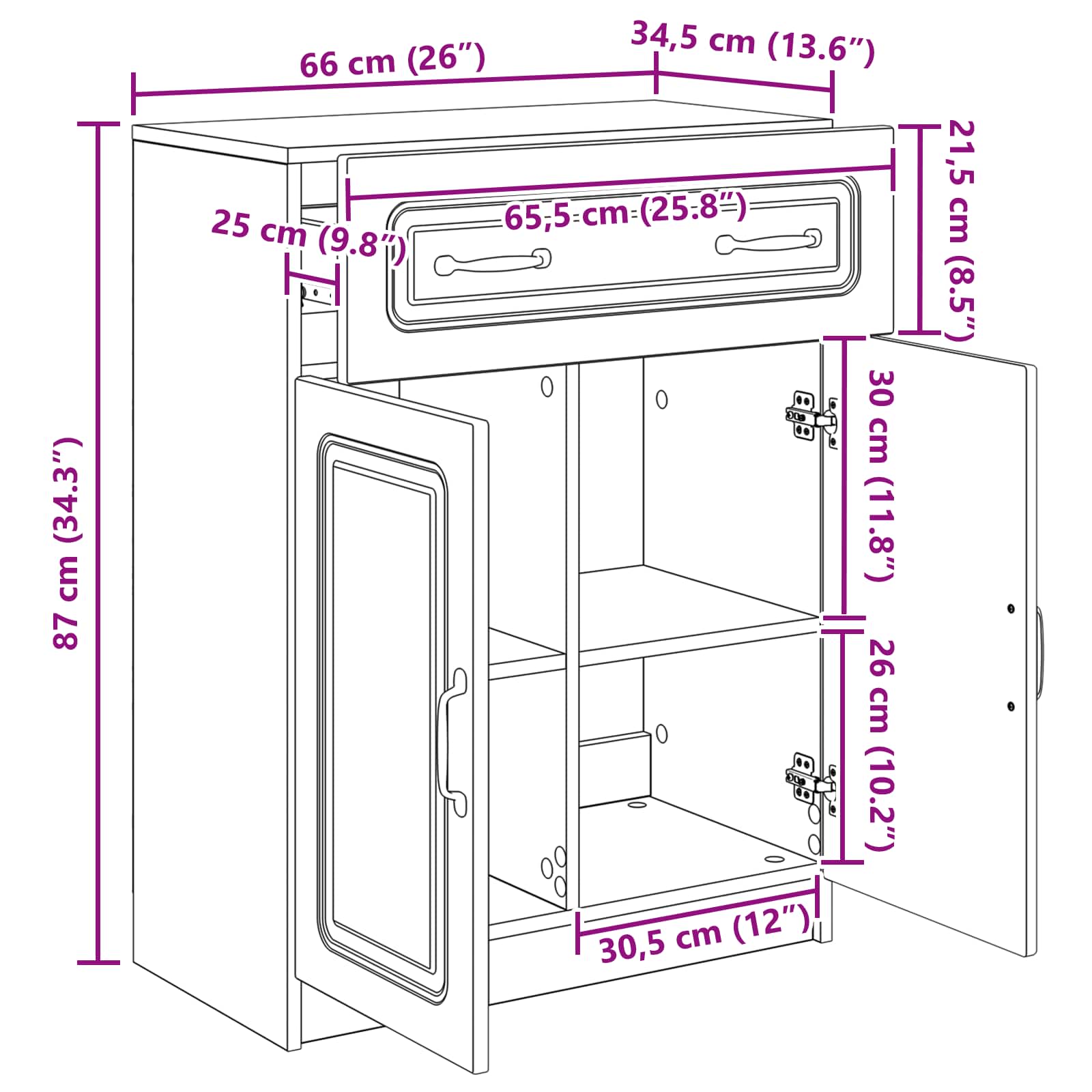 Credenza Rovere Sonoma 66 x 34,5 x 87 cm Legno ingegnerizzato | homemem39