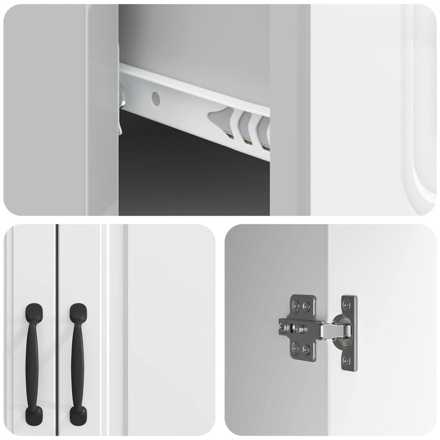 Credenza Bianco Lucido 66 x 34,5 x 87 cm Legno ingegnerizzato