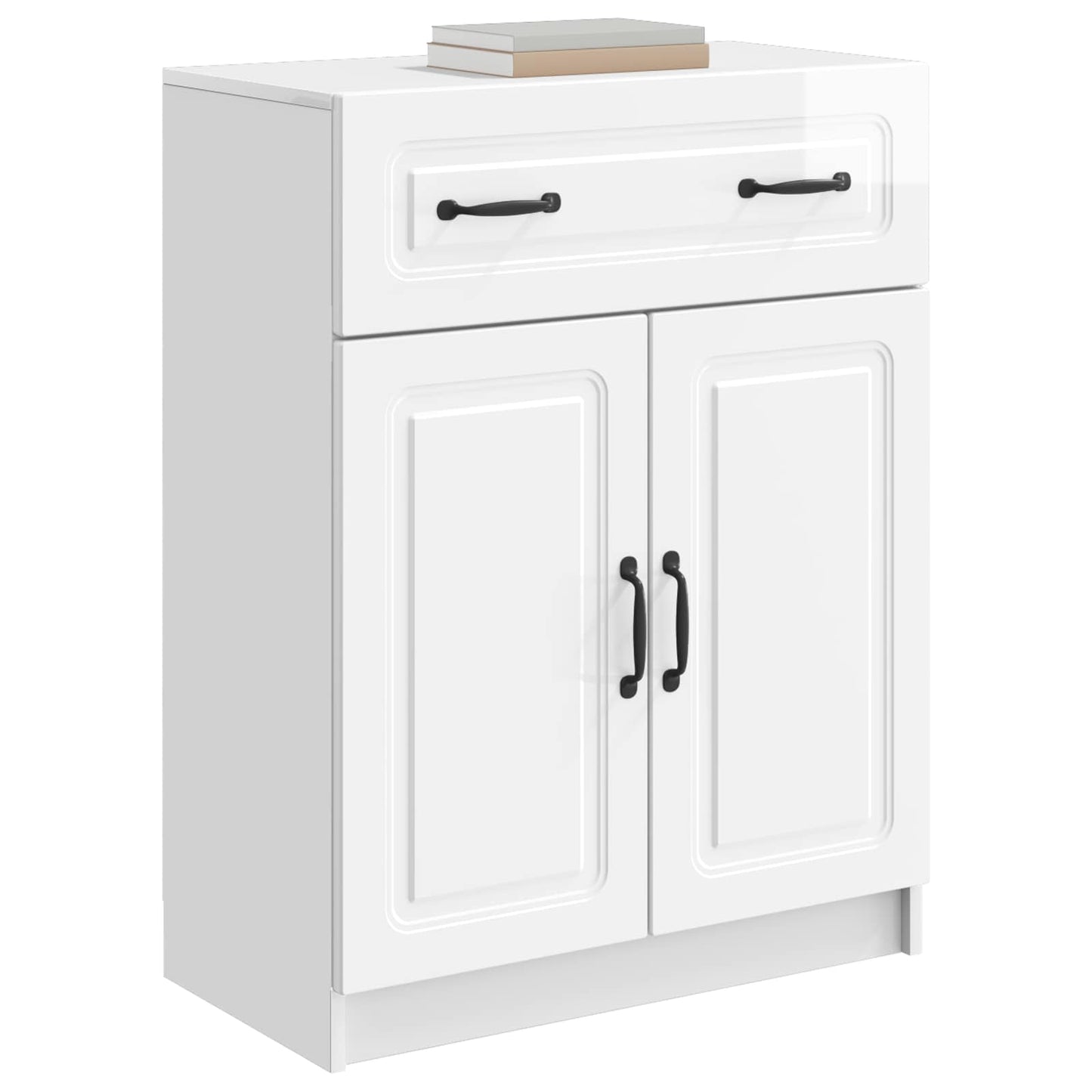 Credenza Bianco Lucido 66 x 34,5 x 87 cm Legno ingegnerizzato