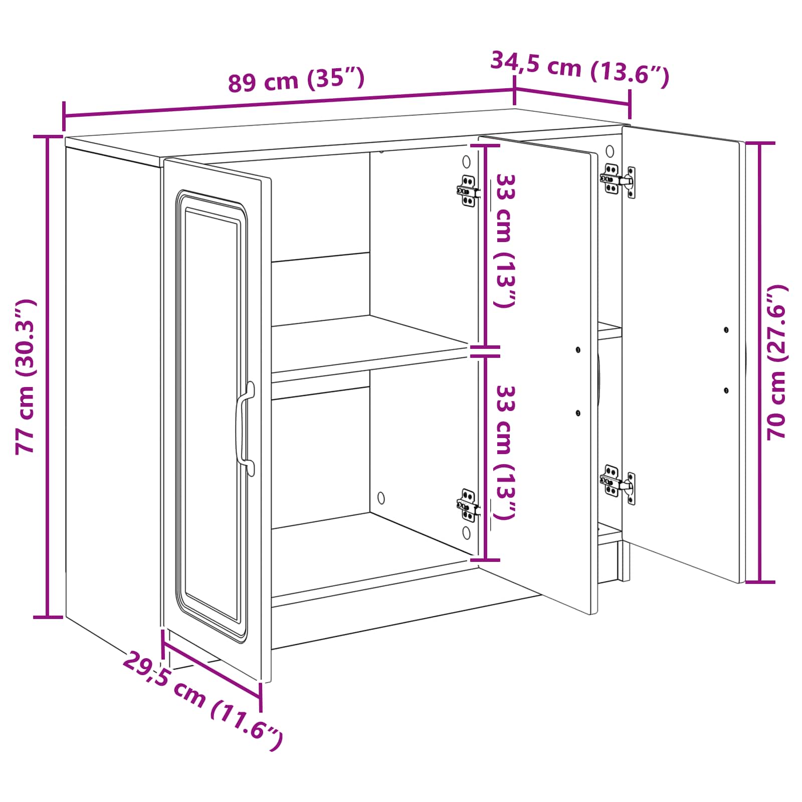 Credenza Nero 89 x 34,5 x 77 cm Legno ingegnerizzato | homemem39