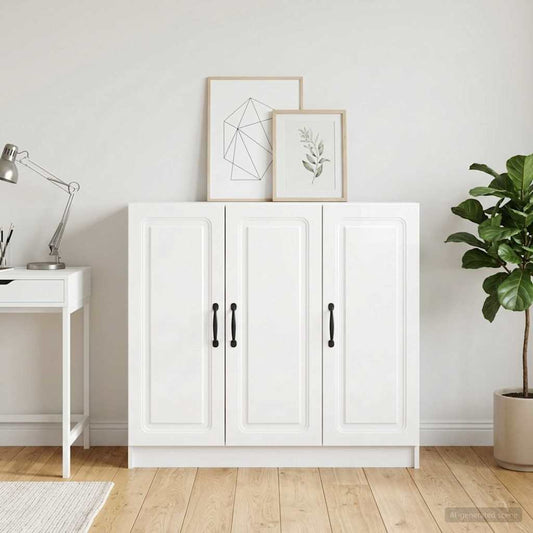 Credenza Bianco Lucido 89 x 34,5 x 77 cm Legno ingegnerizzato