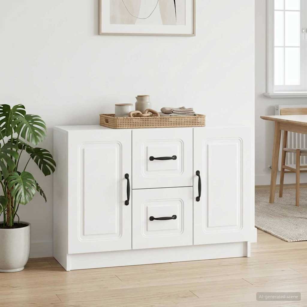 Credenza Bianco Lucido 89 x 34,5 x 57 cm Legno ingegnerizzato