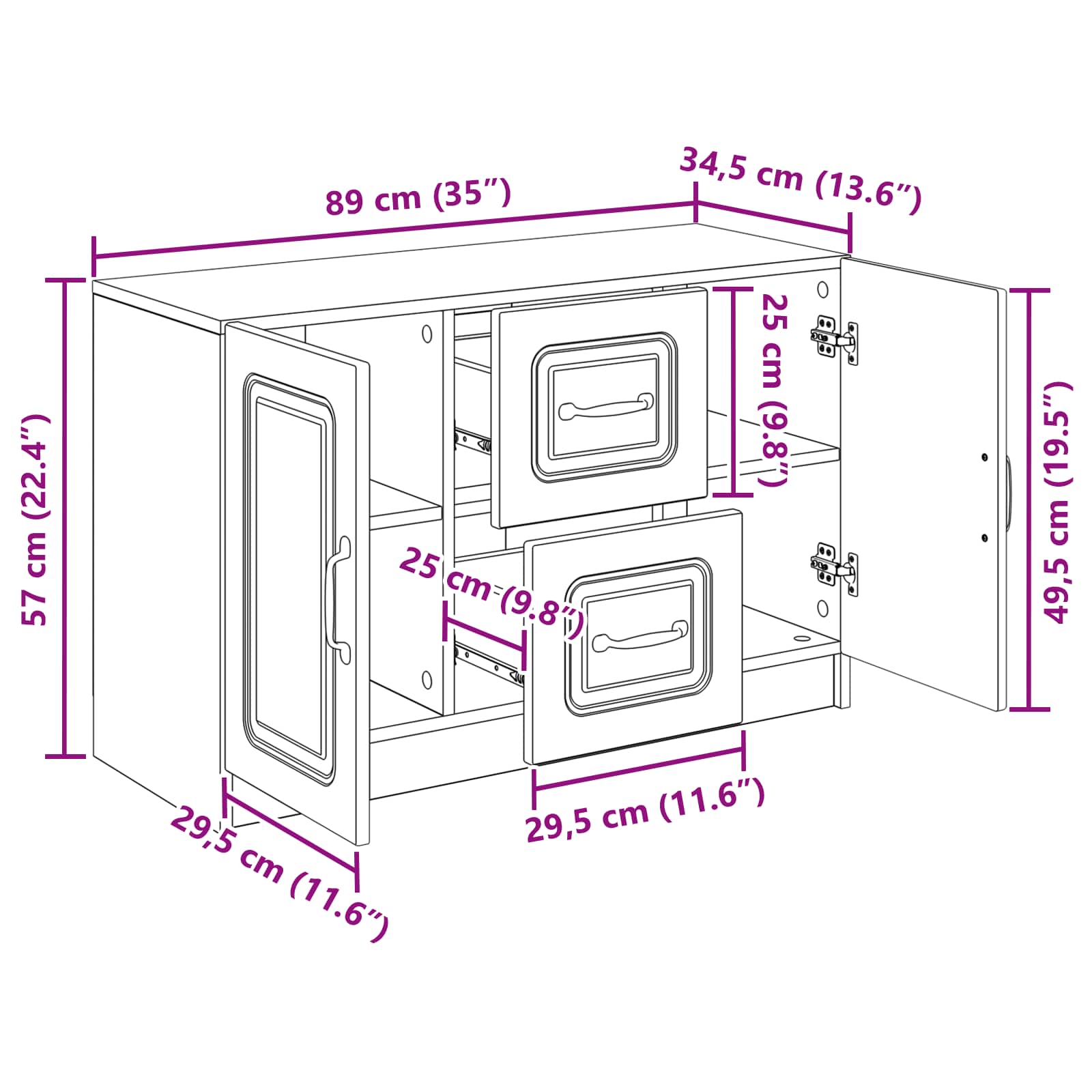 Credenza Grigio Sonoma 89 x 34,5 x 57 cm Legno ingegnerizzato | homemem39