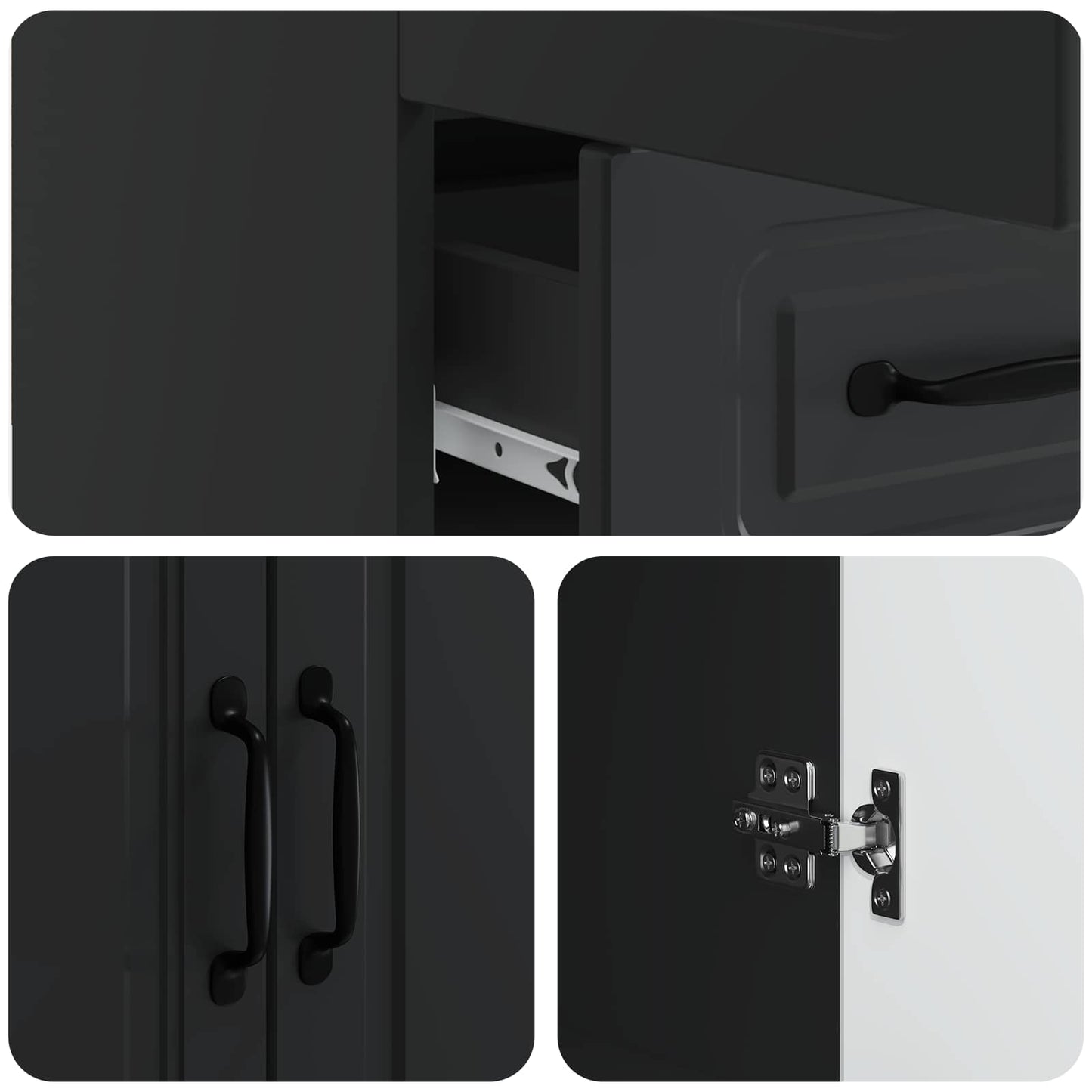 Credenza Nero 66 x 34,5 x 92 cm Legno ingegnerizzato