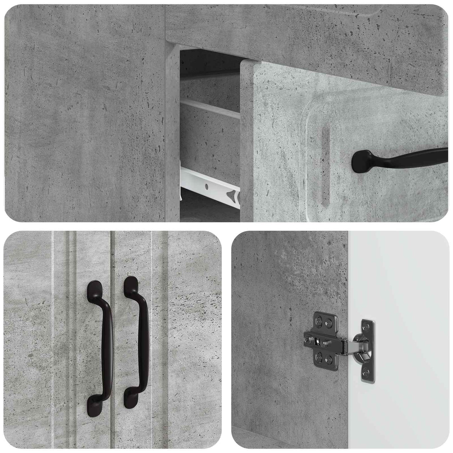 Credenza Grigio Cemento 66 x 34,5 x 92 cm Legno ingegnerizzato