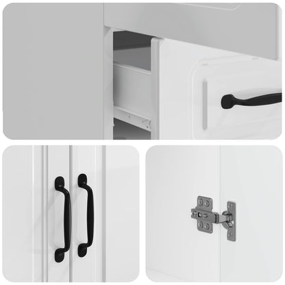 Credenza Bianco Lucido 66 x 34,5 x 92 cm Legno ingegnerizzato | homemem39