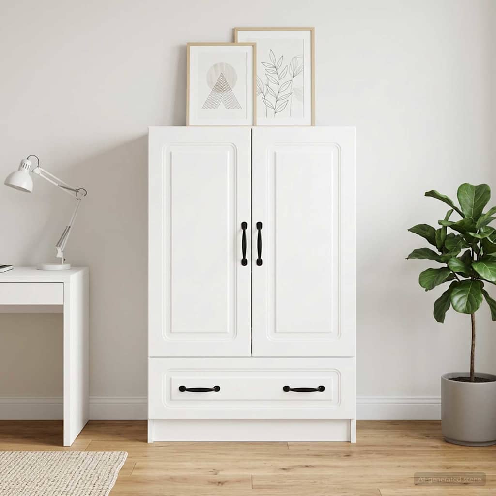 Credenza Bianco Lucido 66 x 34,5 x 92 cm Legno ingegnerizzato