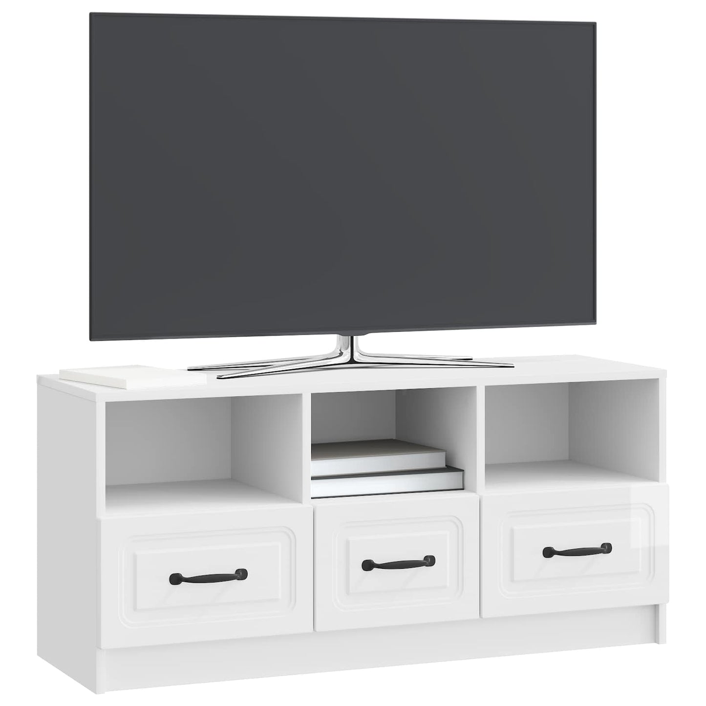 Mobile TV Bianco Lucido 102 x 34,5 x 47 cm Legno ingegnerizzato | homemem39
