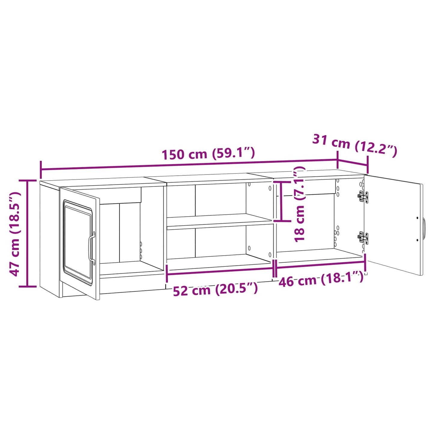 Mobile TV Legno antico 150 x 31 x 47 cm Legno ingegnerizzato | homemem39