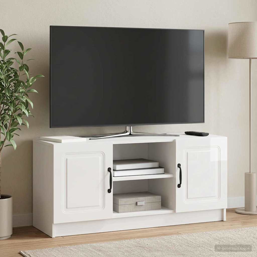 Mobile TV Bianco Lucido 102 x 34,5 x 47 cm Legno ingegnerizzato