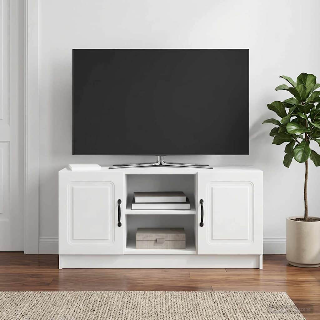 Mobile TV Bianco Lucido 102 x 34,5 x 47 cm Legno ingegnerizzato