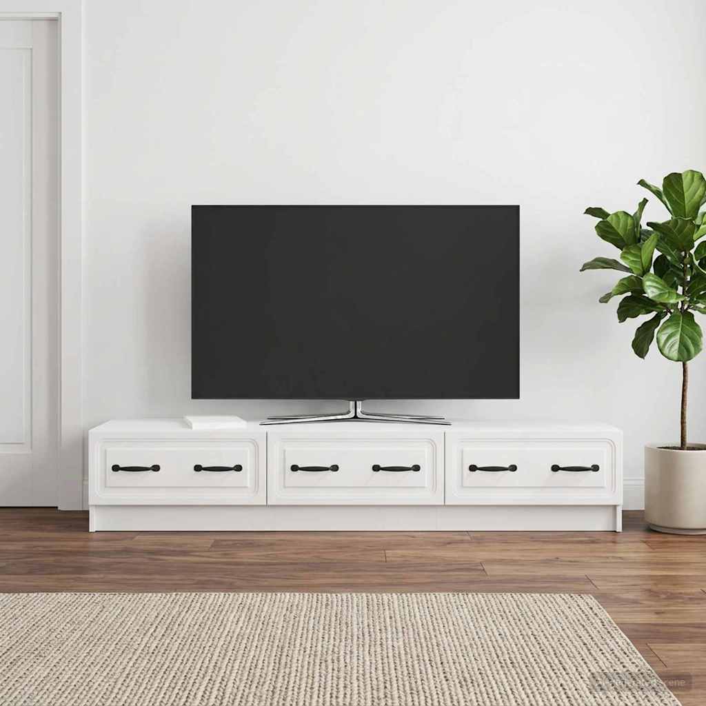 Mobile TV Bianco Lucido 147 x 34,5 x 27 cm Legno ingegnerizzato