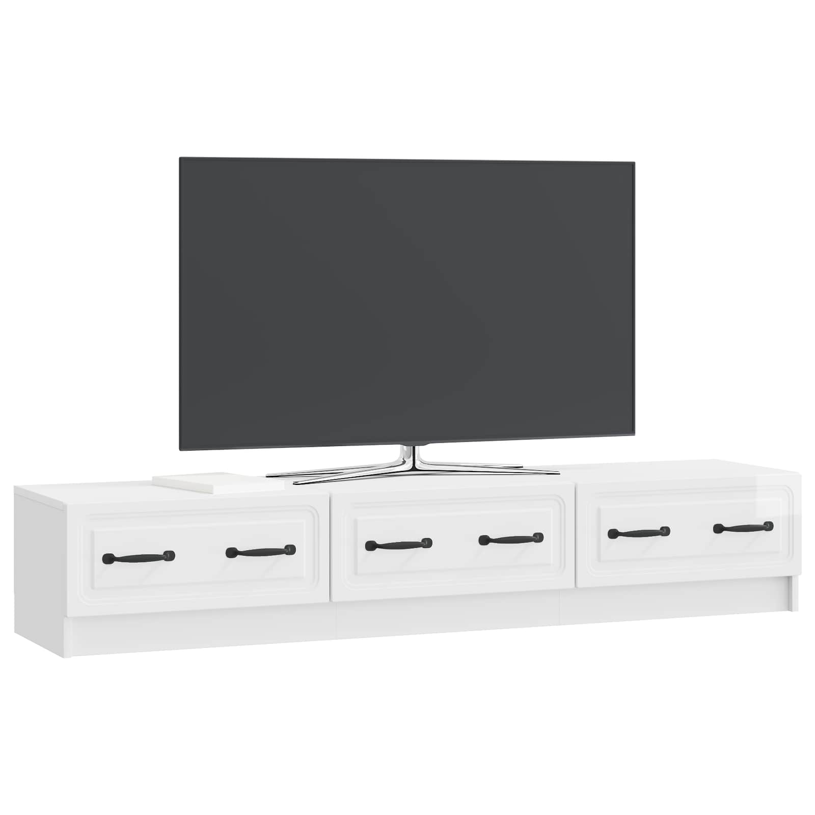 Mobile TV Bianco Lucido 147 x 34,5 x 27 cm Legno ingegnerizzato | homemem39