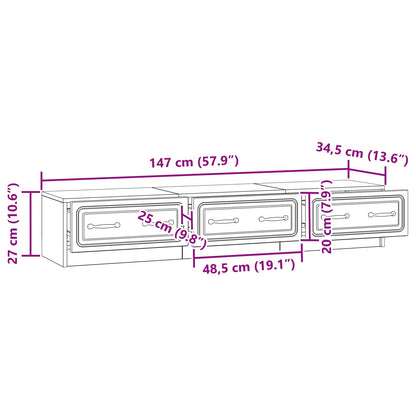 Mobile TV Grigio Sonoma 147 x 34,5 x 27 cm Legno ingegnerizzato | homemem39