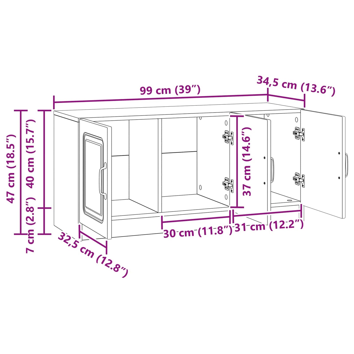 Mobile TV Rovere Sonoma 99 x 34,5 x 47 cm Legno ingegnerizzato | homemem39