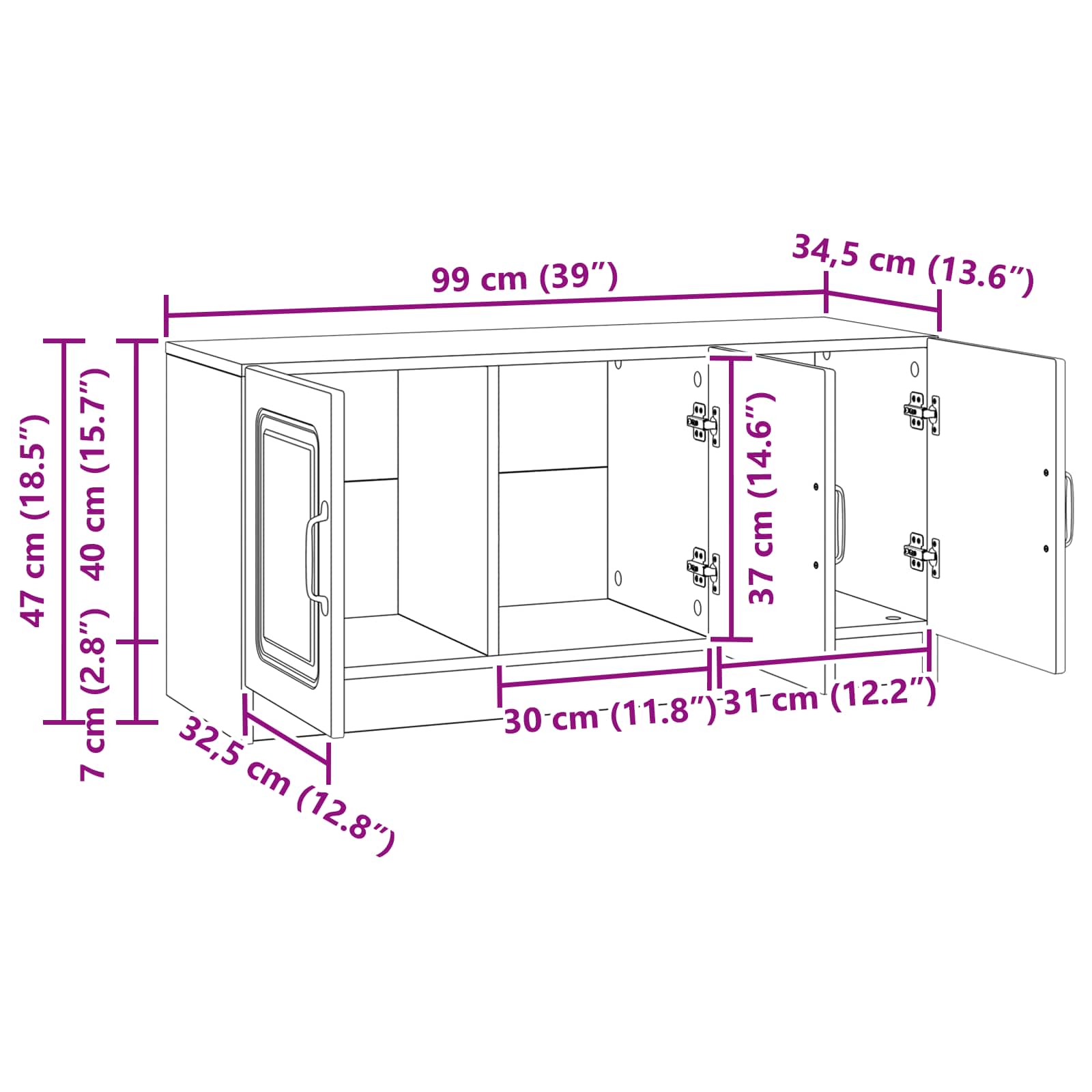 Mobile TV Bianco Lucido 99 x 34,5 x 47 cm Legno ingegnerizzato | homemem39