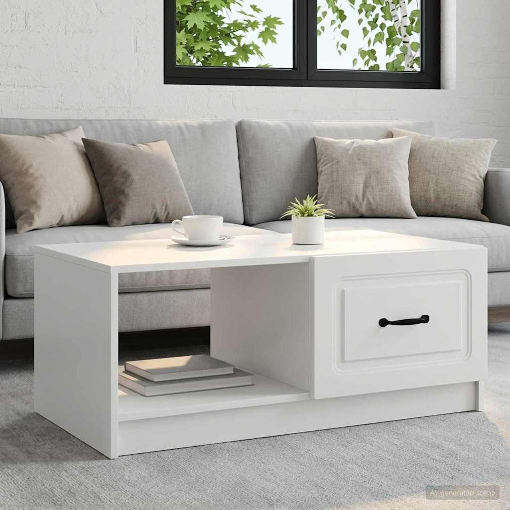 Tavolino da salotto Bianco 90 x 50 x 37 cm Legno ingegnerizzato