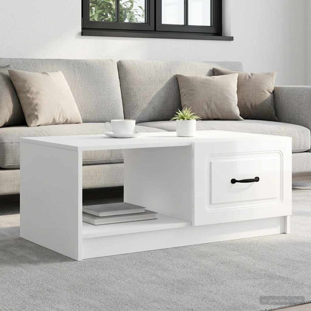 Tavolino da salotto Bianco Lucido 90 x 50 x 37 cm