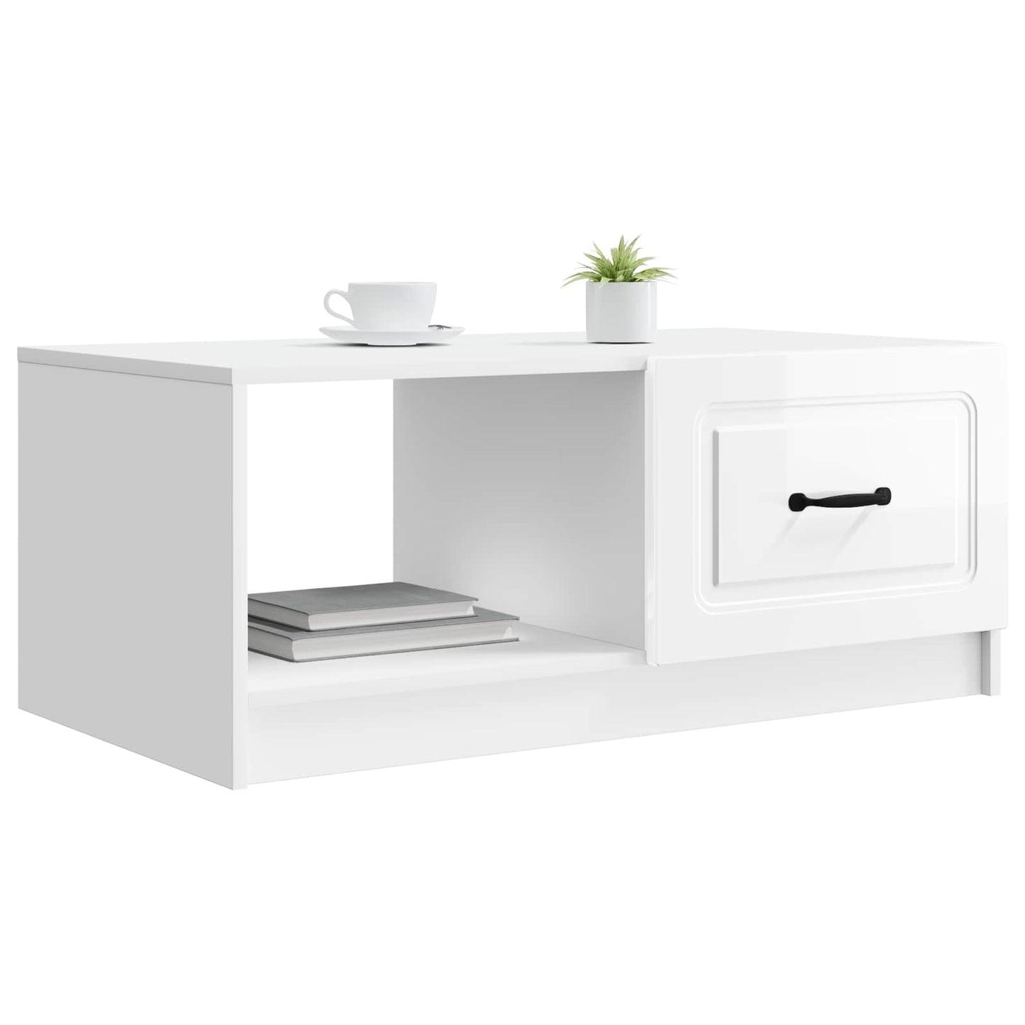 Tavolino da salotto Bianco Lucido 90 x 50 x 37 cm
