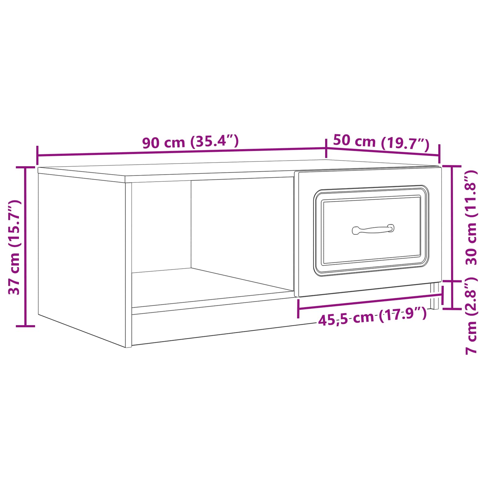 Tavolino da salotto Rovere Fumo 90 x 50 x 37 cm | homemem39