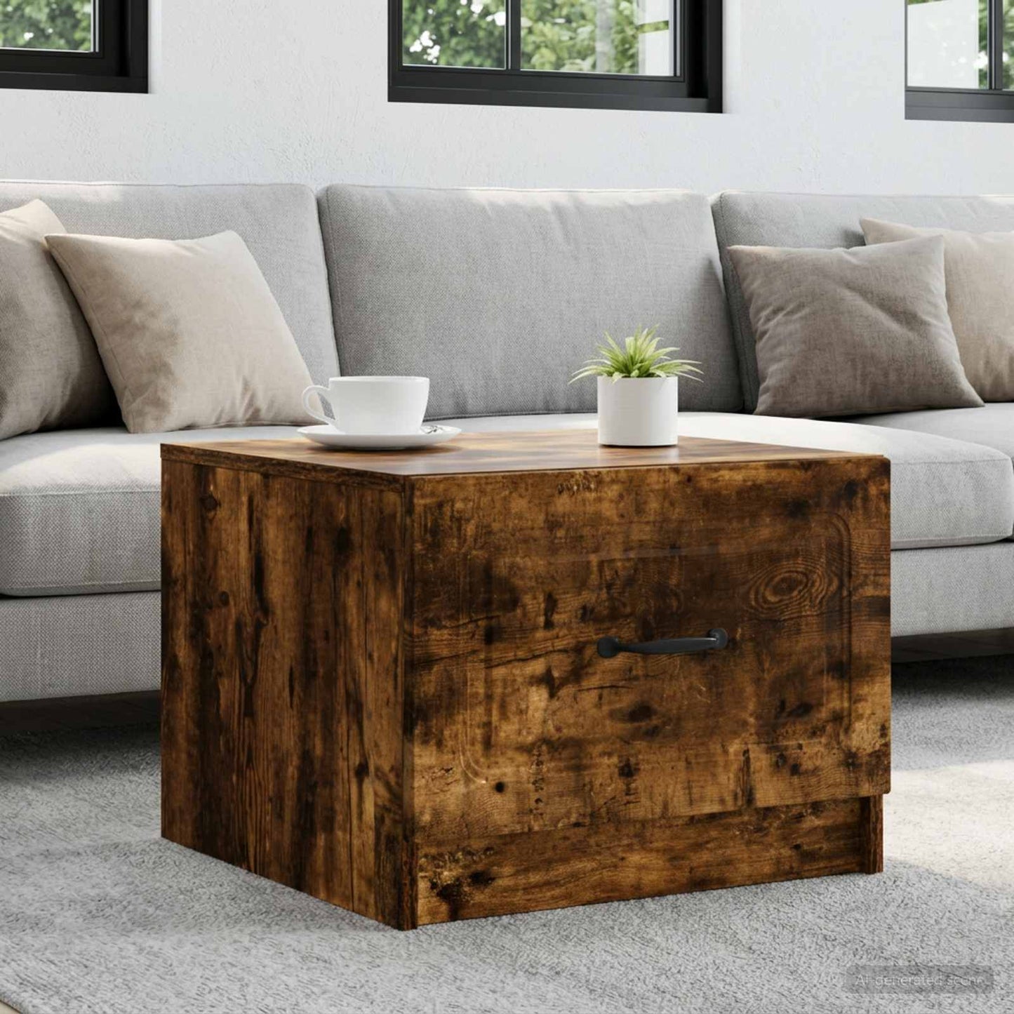 Tavolino da salotto con cassetto Rovere Fumo 49 x 50 x 37 cm