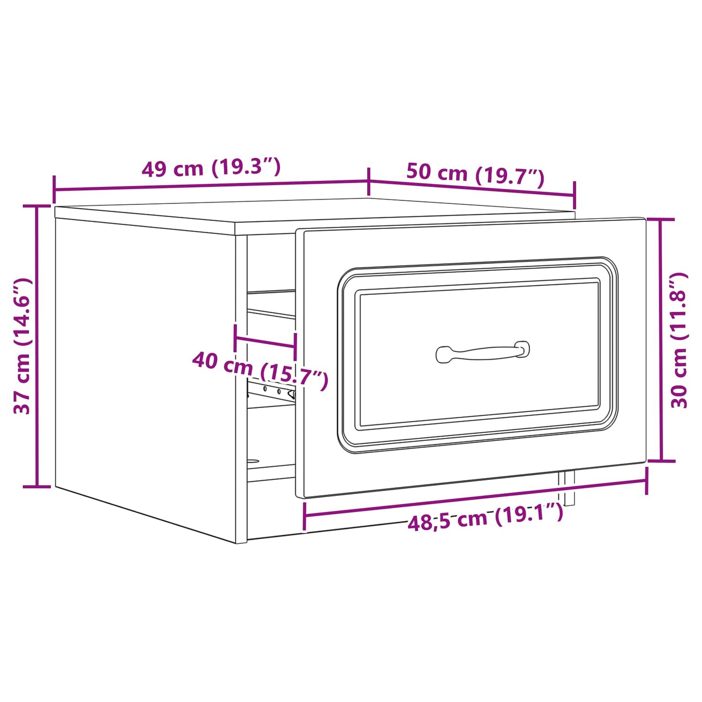 Tavolino da salotto con cassetto Grigio Sonoma 49 x 50 x 37 cm | homemem39