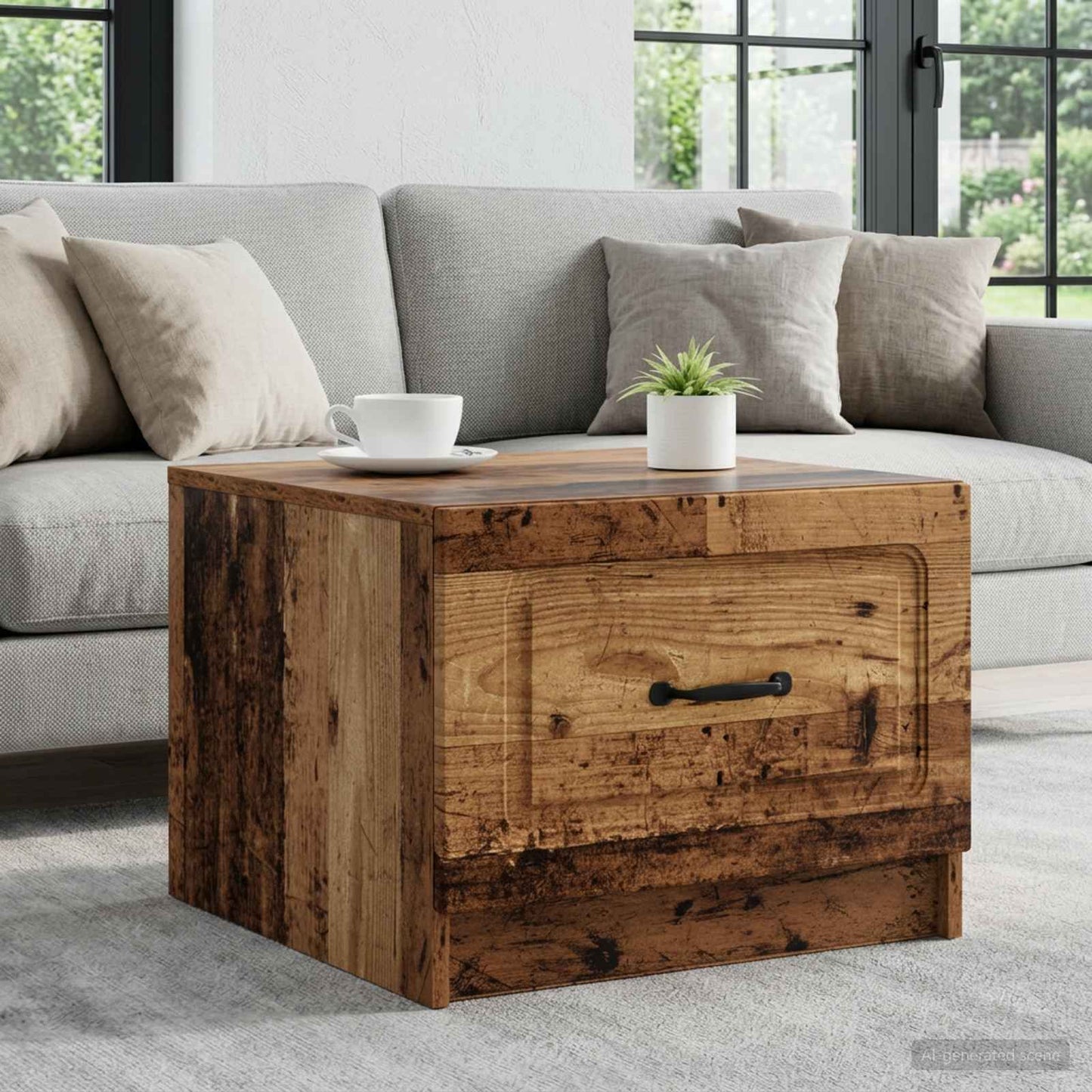 Tavolino da salotto con cassetto Legno antico 49 x 50 x 37 cm