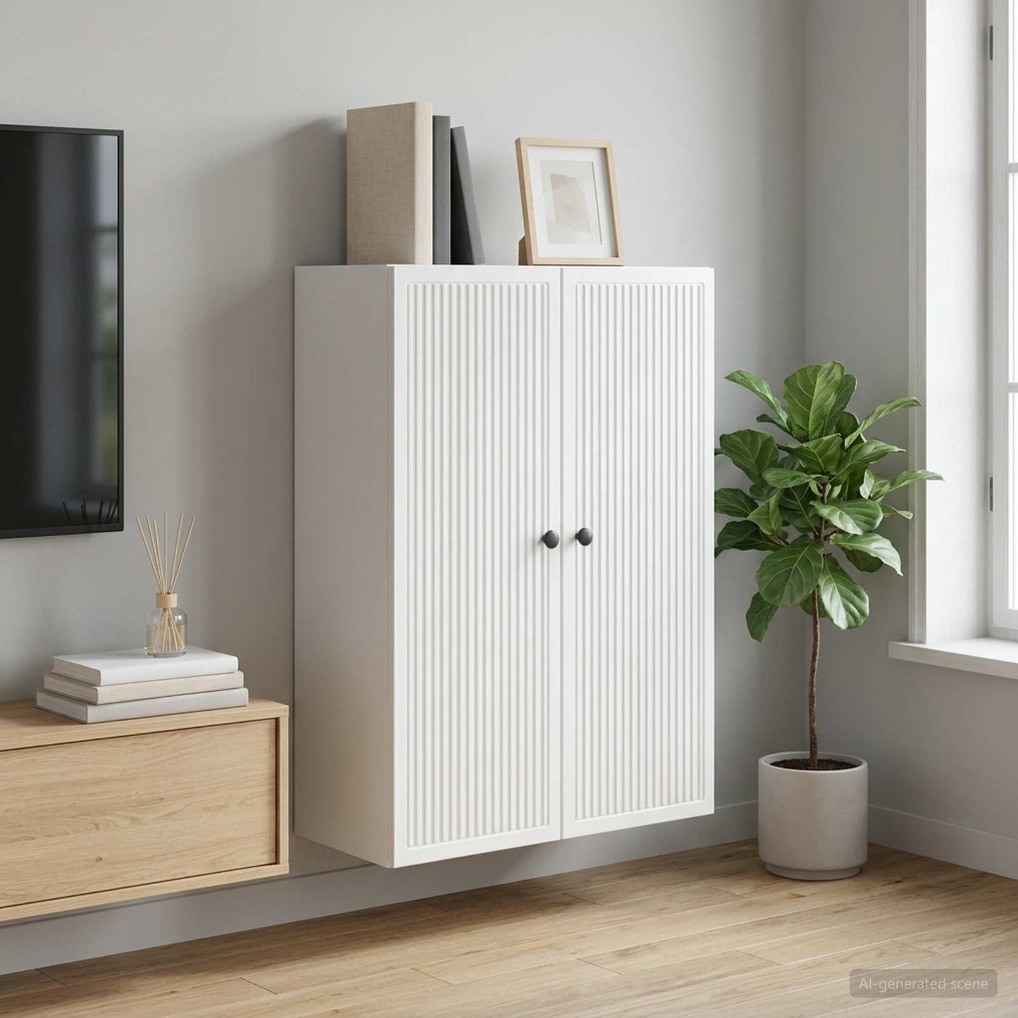 Mobiletto a muro Bianco 66 x 34,5 x 90 cm Legno ingegnerizzato | homemem39