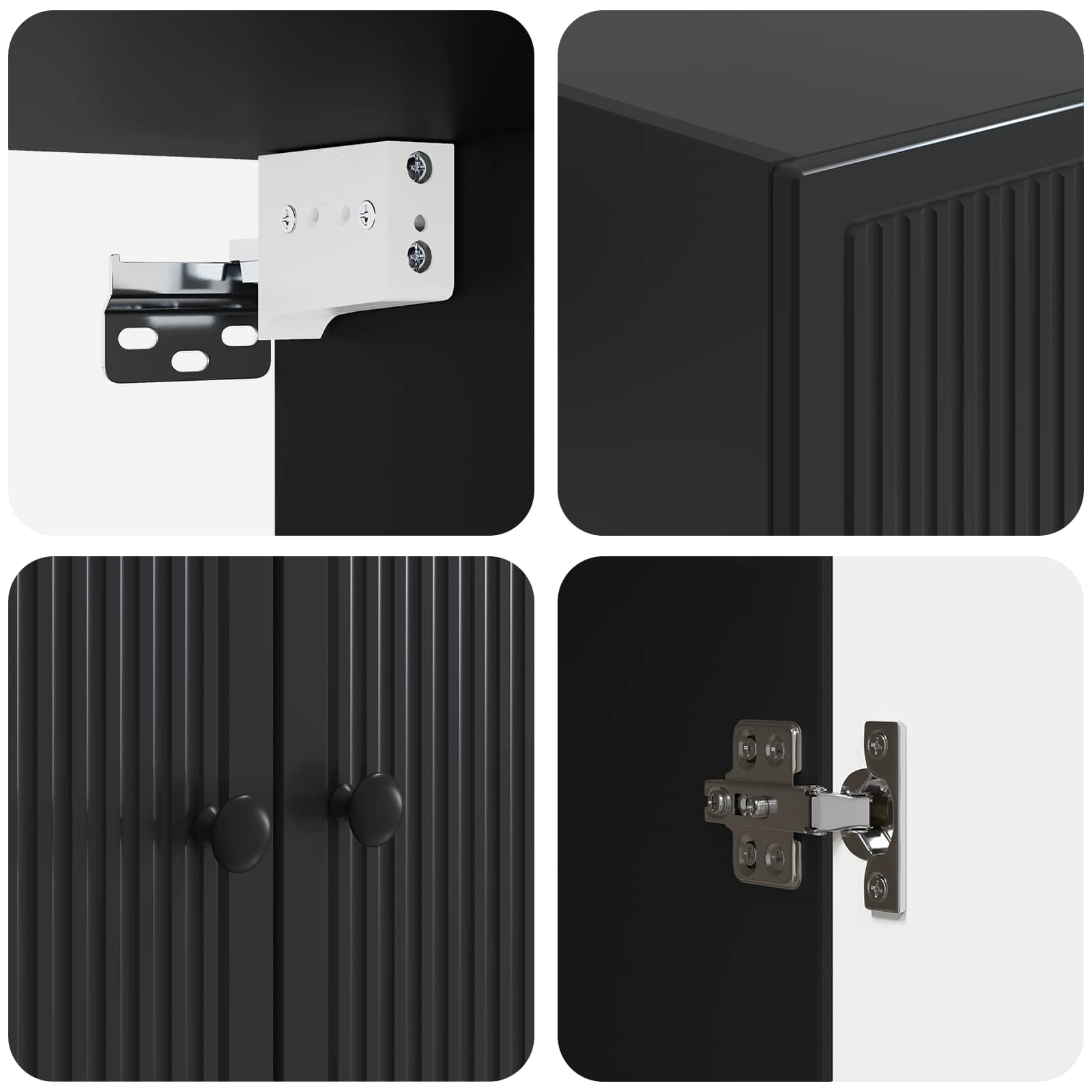 Mobiletto a muro Nero 66 x 34,5 x 90 cm Legno ingegnerizzato | homemem39