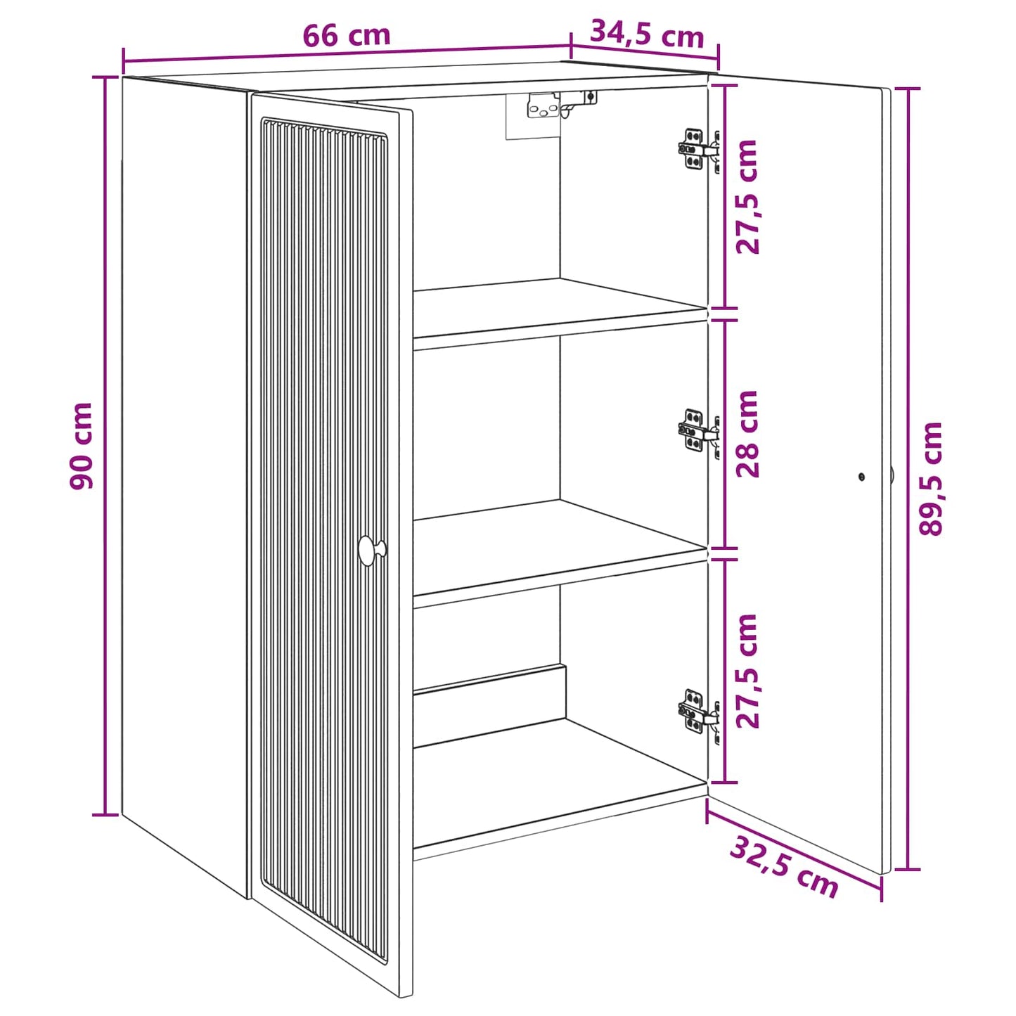 Mobiletto a muro Rovere Sonoma 66 x 34,5 x 90 cm | homemem39