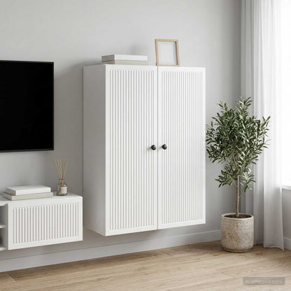 Mobiletto a muro Bianco Lucido 66 x 34,5 x 90 cm