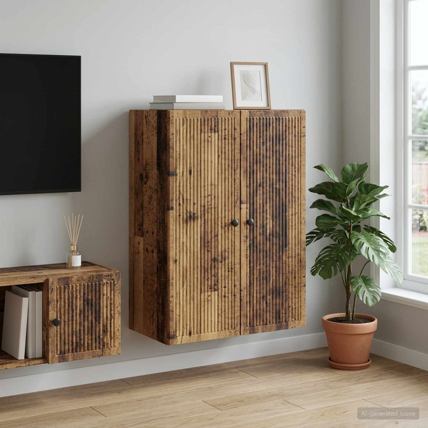 Mobiletto a muro Legno antico 66 x 34,5 x 90 cm